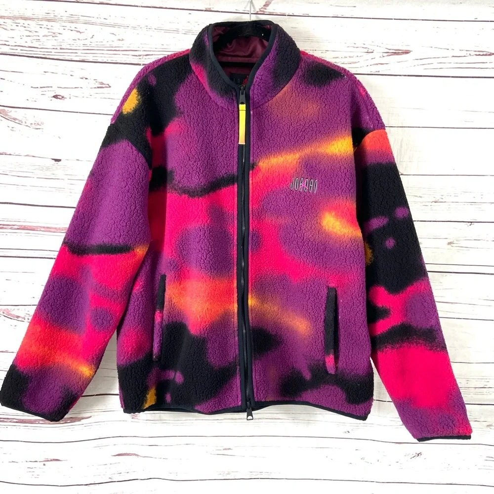 Nike Air Jordan Flight‎ MVP Jacket Men’s Large Purple Sherpa DV1611-705 Full Zip